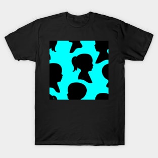 Child Silhouettes - Black on Teal Background T-Shirt